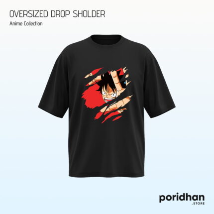 Black Monkey D. Luffy Ripped Wall oversized dropshoulder tshirt with